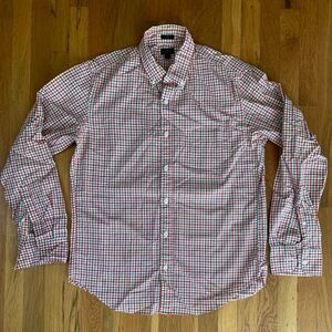 J. Crew Secret Wash, Heather Grey & Red Check